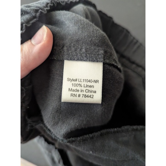 Allen Allen‎ Pants Womens XL Black 100% Linen Wide Leg Lounge High Rise Relaxed - Picture 6 of 10